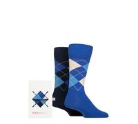 Men's Gift Boxed Socks Argyle Diamond Pattern Soft Cotton 2 Pair Pack Burlington