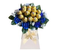 Mens Gift Hamper Chocolate Flower Bouquet For Men and Women With Ferero Roche and Lindr lind Sweets Personalised Pink Purple Gold Red Blue (Grand premium large)