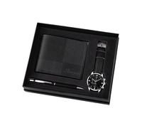 Men's Gift Set Elegant Organizer Men Watch Set for Mens Anniversary Birthday Black Silver, 21x15x2.5cm