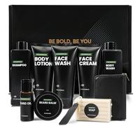 Mens Gift Set for Him 10PCS Cedar Shower Gel Gift Set Bath and Body Wash Gifts for Men with Beard Oil, Balm & Business Card Case, Unique Father’s Day Christmas Birthday Gifts for Boys