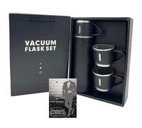 Mens Gift Set Vacuum Insulated Flask 500ml Stainless Steel Thermo Bottle With 2 Plastic Cups For Coffee Water Hot & Cold Drink Flasks With Men Black Cards - Gift Ideas For Men, Dad,Uncle,Father In Law