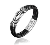 Men's Gifts, Bracelet Men, Black Braided Leather Bracelet, Stainless Steel Engraved with Love My Husband, Valentine's Day Gift, Gifts for Men Teen Boys