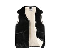 Men'S Gilet Fleece Warmth Thickened Waistcoat Collarless Full Zipper Solid Color Outwear With Front Pockets Sleeveless Vest Jacket Daily Wear Relaxed-Fit Large Size Gilets Outfits