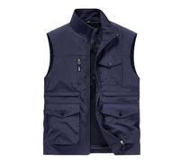 Mens Gilet UK Clearance Cargo Vest Jacket Thin Activewear Vests Full Zip Stand Collar Coat Sleeveless Softshell Jacket with Pockets Outerwear for Outdoor Hiking Hunting Fishing Size M-6XL