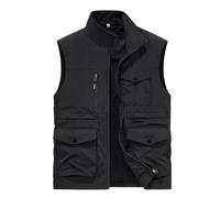 Mens Gilet UK Clearance Cargo Vest Jacket Thin Activewear Vests Full Zip Stand Collar Coat Sleeveless Softshell Jacket with Pockets Outerwear for Outdoor Hiking Hunting Fishing Size M-6XL