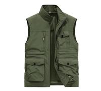 Mens Gilet UK Sale Clearance Cargo Vest Jacket Thin Activewear Vests Full Zip Stand Collar Coat Sleeveless Softshell Jacket with Pockets Outerwear for Outdoor Hiking Hunting Fishing Size M-6XL