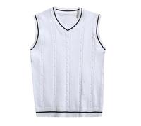 Mens Gilet Winter V Neck Sleeveless Jumper Waistcoat Gentleman Casual Tank Tops Regular Fit Wool Blend Pullover Soft Comfortable Suit Vest Shirt V Neck Sweater Waistcoat Mens Knitted Gilet