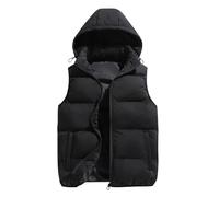 Mens Gilets Padded Quilted Body Warmer with Removable Hood Lightweight Puffer Vest Windproof Sleeveless Jacket Bodywarmer Waistcoats for Golf Running Hiking Horse Riding