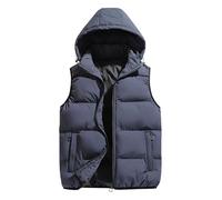 Mens Gilets Padded Quilted Body Warmer with Removable Hood Lightweight Puffer Vest Windproof Sleeveless Jacket Bodywarmer Waistcoats for Golf Running Hiking Horse Riding