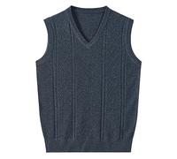 Men's Gilets V Neck Sleeveless Jumper Vest Men's V-Neck Waistcoat Casual Button Tank Top Twisted Knitted Pullover Regular Fit Winter