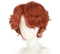 Mens Ginger Wig Short Fluffy Curly Ginger Red Wig Layered Heat Resistant Synthetic Hair for Halloween Cosplay Anime Party (Ginger)