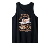 Mens Girl with The Books Writing Poets Journalist Book Writer Tank Top