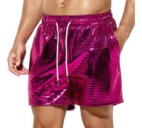 Men's Glitter Shorts Sexy Shiny Shorts Party Gold Silver Sequin Trousers Metallic Shorts Short Y2K Shiny Bar Shorts Hot Pants Boxer Shorts Music Festival Carnival Costume Night Clubwear, pink, M