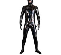 Men's Glossy Finish Latex Spandex Full-Coverage Form-Fitting Bodysuit