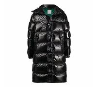 Men's Glossy Hooded Down Jacket Winter Warm Long Thick Shiny Casual Puffer Jacket Coat Outdoor Waterproof Snow Coat Jacket,Black,M