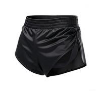 Men's Glossy Running Shorts Smooth Trunks L-3XL(Black XXL)
