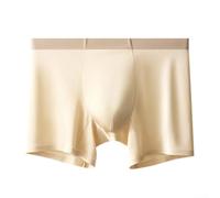 Men's Glossy Seamless Boxer Shorts Long Leg Breathable(Golden L)