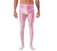 Men's Glossy Tights, High Waist Tummy Control Crotchless Fitness Leggings, Seamless Stretchy Spandex Pantyhose for 80s Disco, Slim Fit Solid Nylon Stockings Hosiery for Dancewear Nightclub Rave Party