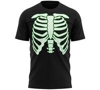 Mens Glow in The Dark Skeleton T Shirt, Simple Halloween Fancy Dress Gift Idea for Men and Women, Unique Halloween Party Costume for Him, Skeleton Body Print Tee, S, Black