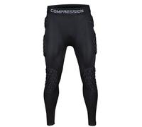 Men's Goalkeeper Compression Pants Knee Padded Soccer Goalie Pants Athletic Leggings for Pads Baseball Rugby Soccer Basketball Black