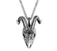 Men's Goat Head HipAHop Skeleton Death Skull Pendant Necklace, Medallion