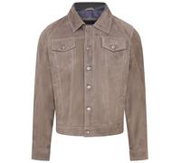 Mens Goat Suede Jeans Jacket Trucker Casual Denim Leather Shirt