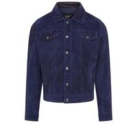 Mens Goat Suede Jeans Jacket Trucker Casual Denim Leather Shirt