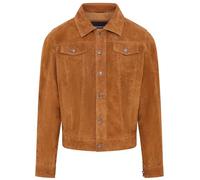 Mens Goat Suede Jeans Jacket Trucker Casual Denim Leather Shirt