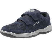 Mens Gola Belmont Easy Close Strap Wide Fitting Coated Leather Trainers (12 UK, Navy Blue Suede)