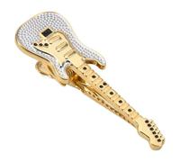 Men's Gold 3D Musical Instrument Tie Clip - Guitar Pattern Tie Clip, with Gift Box, Perfect for Music Lovers to Use Personally or as a Delicate Gift.