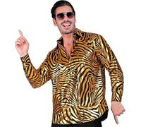 Mens Gold Animal Print Shirt Party Disco Fancy Dress
