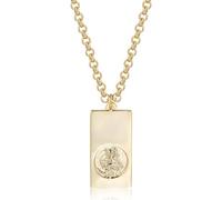 Mens Gold St Christopher Ingot Bar Luxury Finish and Detailing 18k Gold Plated St Christopher Ingot Bar Pendant (Chain width 4mm wide, and 22 inches; Pendant Size: 34mm x 18mm and Weight: 27g)