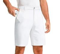 Men's Golf & Casual Shorts UK - Flat Front Design with Button-Fly & Secure Pockets, 4-Way Stretch Cool-Touch Wrinkle-Resistant Fabric for Smart Casual Wear (UK, Alpha, L, Regular, Regular, White)