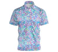 Mens Golf Polo Shirts - Fashion Print Shirt Comfortable Blend Knit Top With Modern Stylish Design For Casual Business Wear (Light Purple Xxxl)
