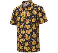 Men's Golf Polo Shirts Funny Golf Shirts for Men Performance Moisture Wicking Quick Dry Athletic Short Sleeve Shirts, Dollar Duck, 3XL
