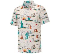 Mens Golf Polo Shirts Funny Golf Shirts for Men Short Sleeve Performance Moisture Wicking Dry Fit Polo Golf Shirts, Mexico Cowboy, 3XL