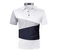 Men's Golf Polo Shirts - Short Sleeve Athletic Casual Tennis Moisture Wicking Collared Sport Shirt Summer Beach T-Shirt White
