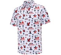 Mens Golf Polo Shirts Short Sleeve Performance Moisture Wicking Dry Fit Casual Print Funny Golf Polo Shirts for Men, USA Flag Golf, Large