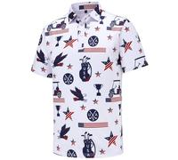 Men's Golf Polo Shirts Short Sleeve Performance Moisture Wicking Dry Fit Funny Golf Polo Shirts for Men, USA Flag, XL