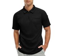 Mens Golf Polo Shirts Short Sleeve,Polo Shirts for Men Adult,Men's Activewear Summer Polos Breathable Quick Dry Tennis Tops Casual Work T Shirts with Pocket Black S