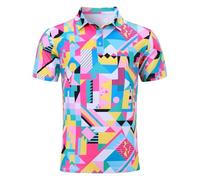 Mens Golf Shirt Dry Fit Athletic Polo Shirts Moisture Wicking Performance 3D Print Short Sleeve