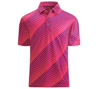 Mens Golf Shirts Short Sleeve Moisture Wicking Dry Fit Performance Athletic Polo Shirt, Red Blue, Medium