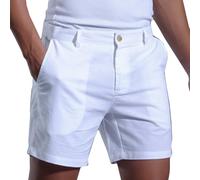Mens Golf Shorts Cotton Linen Shorts for Men UK Button Zip with Pockets Men's Activewear Shorts Basketball Tennis Cotton Shorts Sweat Absorbent Comfortable Golf Smart Shorts Half Pants M-2XL White