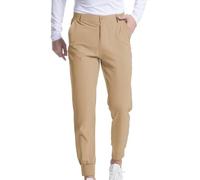 Men's Golf Trousers Slim Fit Stretch Smart Casual Office Pants Mens Golf Joggers Stretch Slim Fit Jogging Bowling Outdoor Chino Trousers Sports Running Casual with Pockets Khaki
