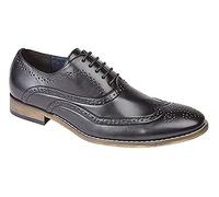 Mens 'Goor' 5 Eyelet Brogue Oxford Shoes - Black PU, Mens UK 7 / EU 41