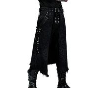 Men's Gothic Asymmetrical Jacquard Whiskers Half Skirt Dark Rock Punk Half Skirt Steam Men's