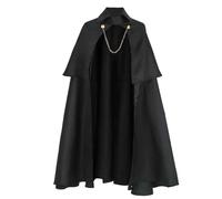 Men's Gothic Chain Cloak Wizard Hooded Robe Halloween Cape Adults Renaissance Patchwork Cloak Shawl Lapel Collar Retro Long Cloaks Fancy Steampunk Black Trench Coat Medieval Open Front Cardigan