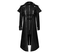 Men's Gothic Coat, Steampunk Jacket, Men's Long, Black Medieval Trench Coat with Zip, Victorian Court Frock Coat, Show Uniform, Vampire Cosplay Outfit, Halloween Costume
