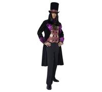 Mens Gothic Count Costume Vampire Dracula Halloween Fancy Dress Suit Hat Outfit