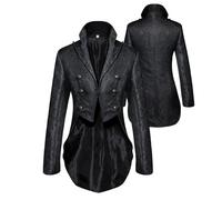 Men's Gothic Embroidered Tailcoat, Mens Steampunk Double Breasted Tuxedo Jacket Medieval Black Vintage Swallowtail Coat, Renaissance Slim Tail Coat Victorian Court Frock Tuxedo Jackets